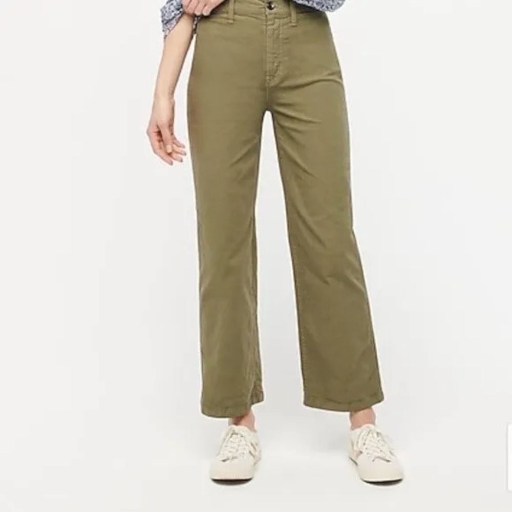 J. Crew Olive Green High Waisted Slim Wide Leg Pants